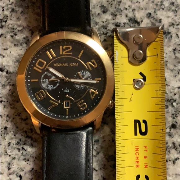 Michael Kors Gold Tone and Black Leather Watch - Picture 8 of 9